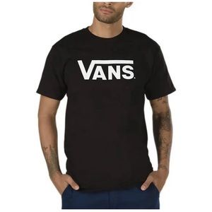 VANS MENS LOGO T SHIRT BLACK WITH WHITE PREMIUM T SHIRT NEW